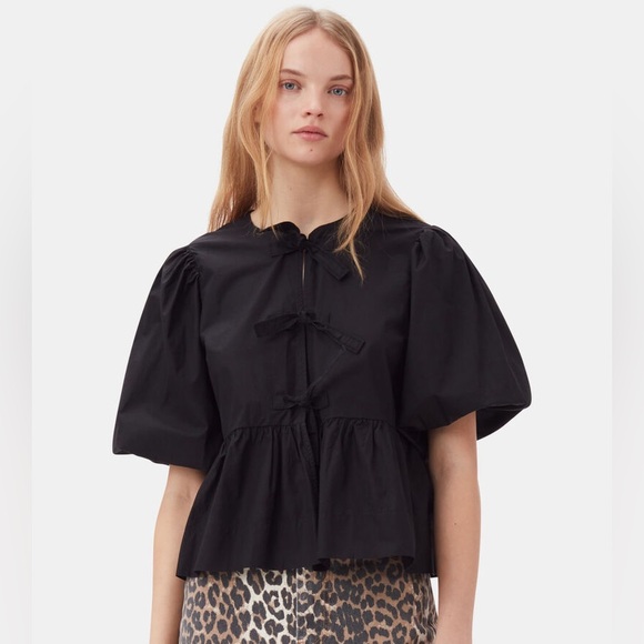 Black Ganni tie top - Picture 1 of 1